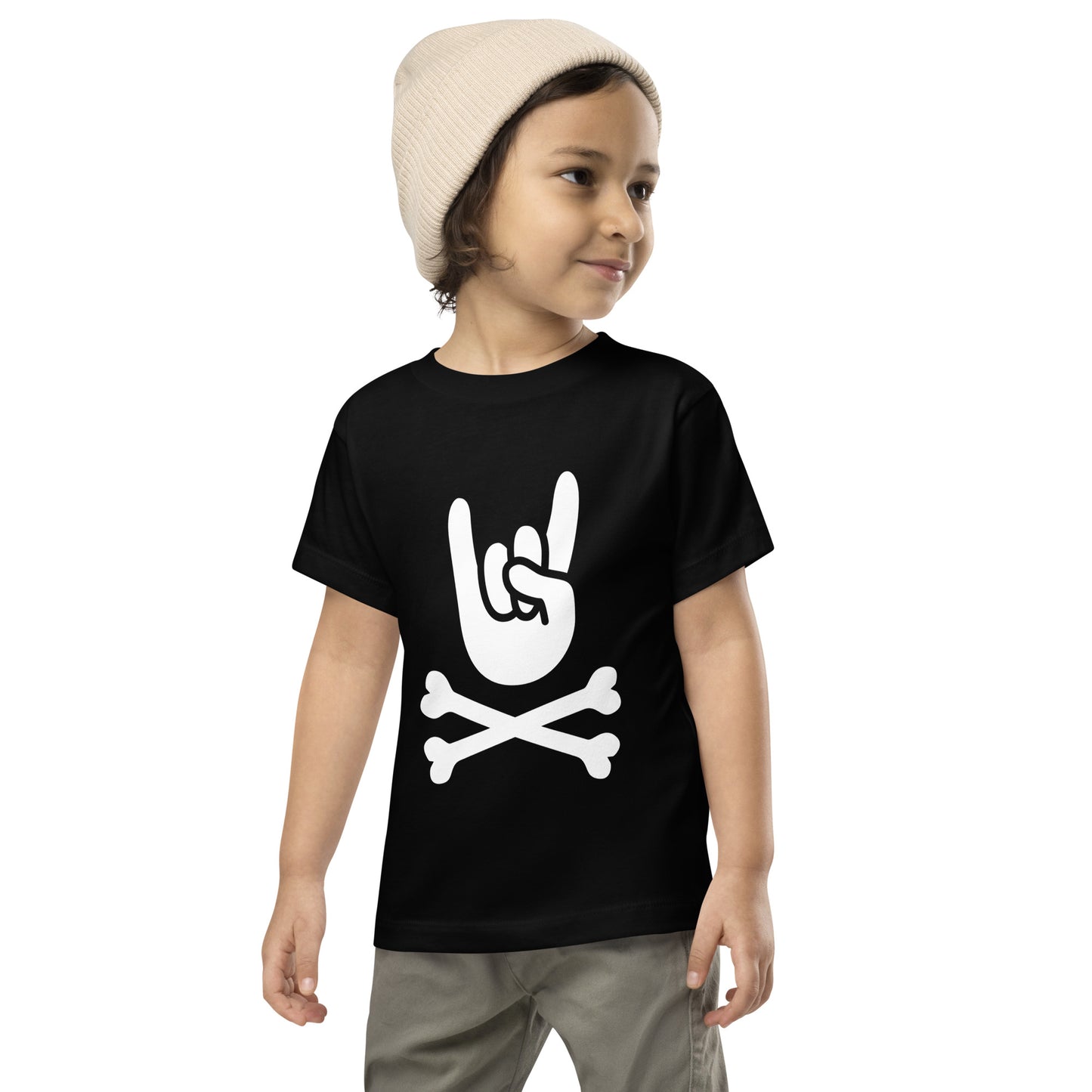 Big hand to ROCKNROLL Toddler Short Sleeve Black T-Shirt