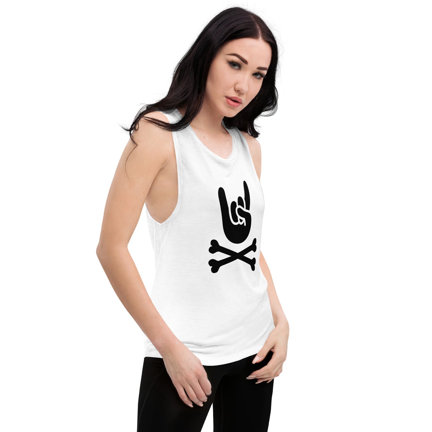 Big hand to ROCKNROLL Women White Tank Top