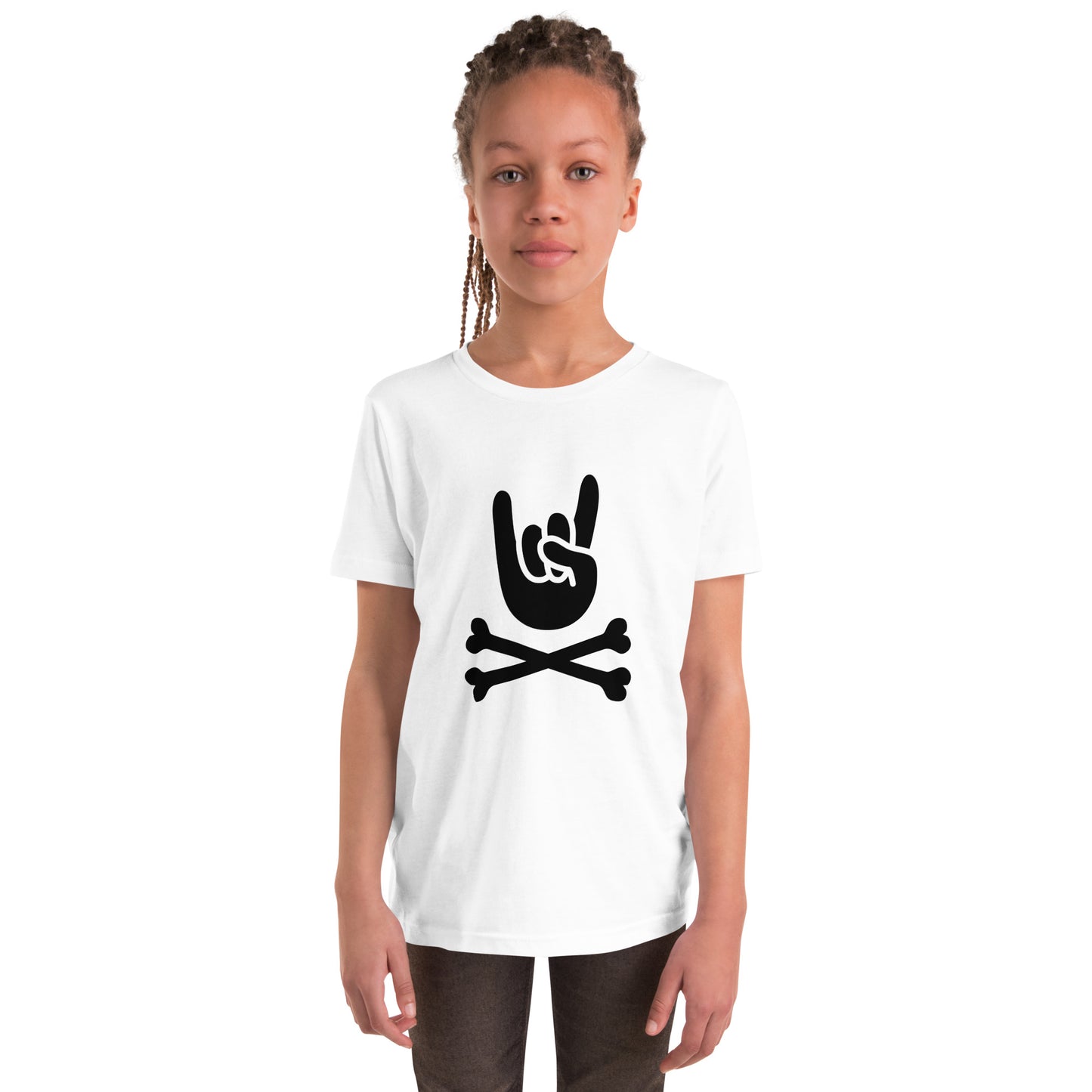 Big hand to ROCKNROLL Kids Short Sleeve White T-Shirt