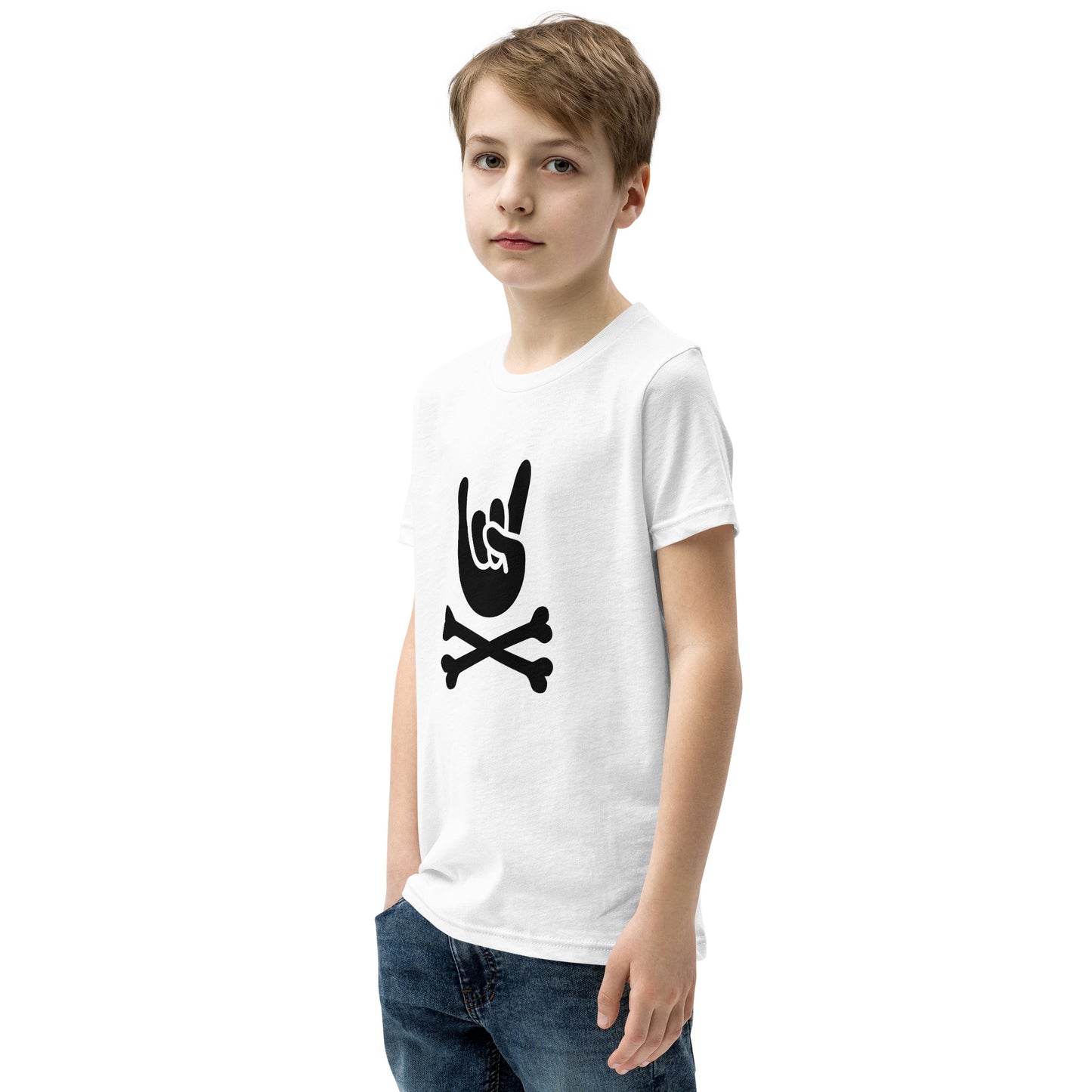 Big hand to ROCKNROLL Kids Short Sleeve White T-Shirt