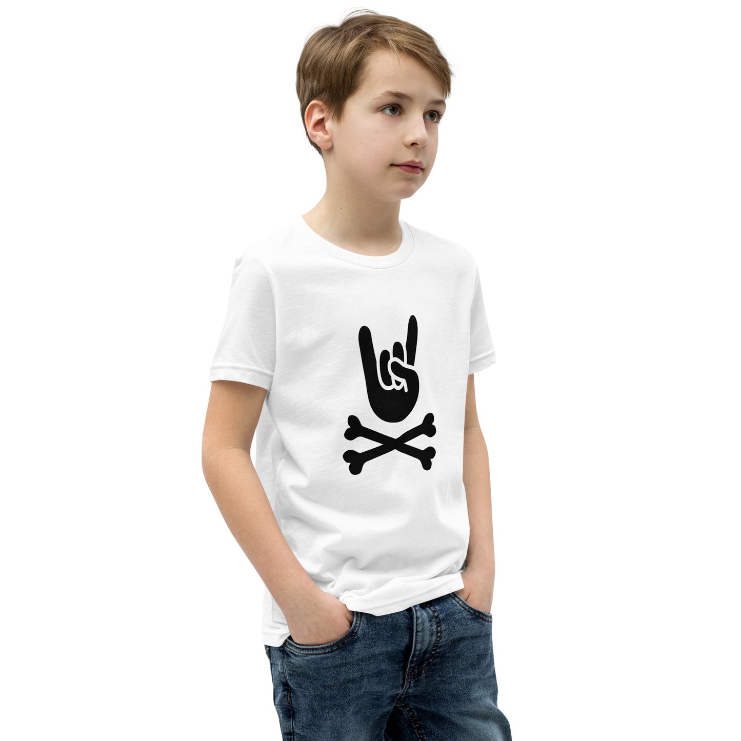 Big hand to ROCKNROLL Kids Short Sleeve White T-Shirt